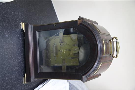 T. Wagstaffe. A George III brass inset mahogany triple pad top bracket clock, 16in.